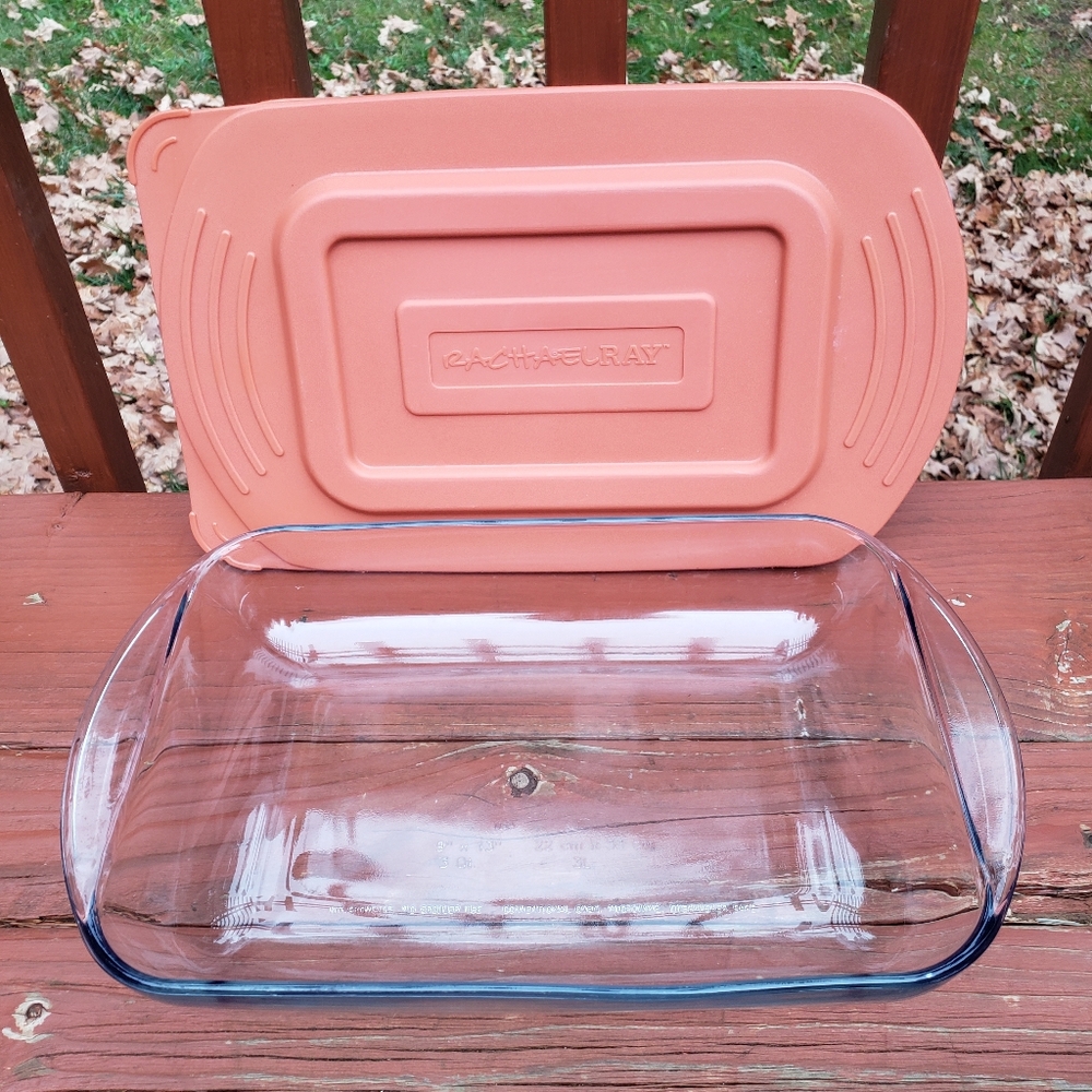 Rachael Ray 9"x13" (3QT) Glass Baking Dish With Handles and Orange Lid
